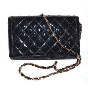 Vintage Ande Quilted Womens Crossbody Flap Top Clutch Bag Kiss Lock Handbag